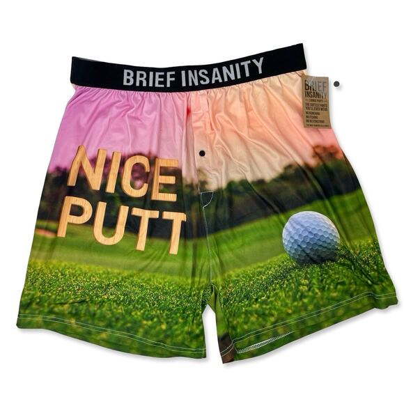 Brief Insanity Nice Putt Golf Boxer Shorts XL Mens Funny Loungewear Gift for Him - Picture 1 of 7
